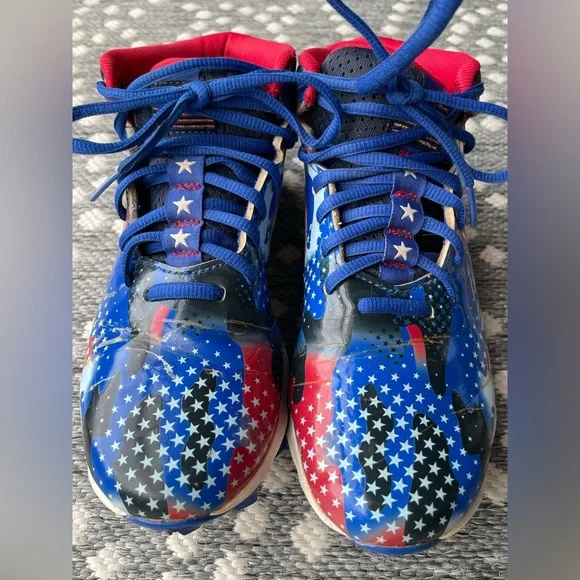 Under Armour Cleats Boys 5 Red White Blue 5Y UA spotlight USA football shoes - Picture 14 of 16